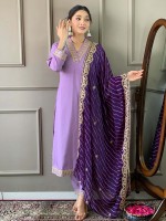 Light Violet Viscose Silk Readymade Kurti